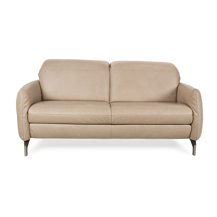 Mondo Felini Leder Zweisitzer Beige elektr. und manuelle Funktion Sofa Couch