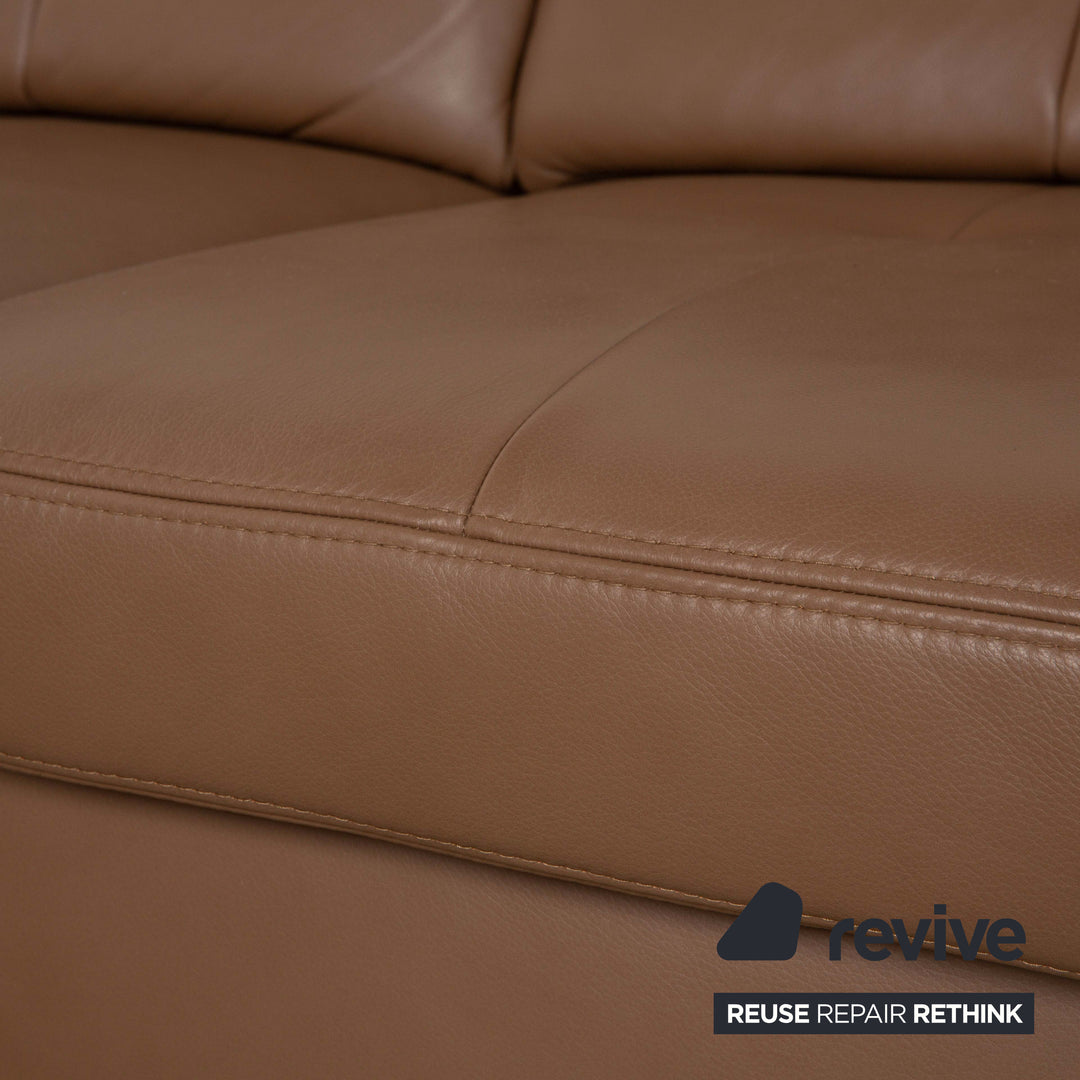 Mondo Gianna Leather Corner Sofa Brown Recamiere Right &amp; Left Sofa Couch manual function