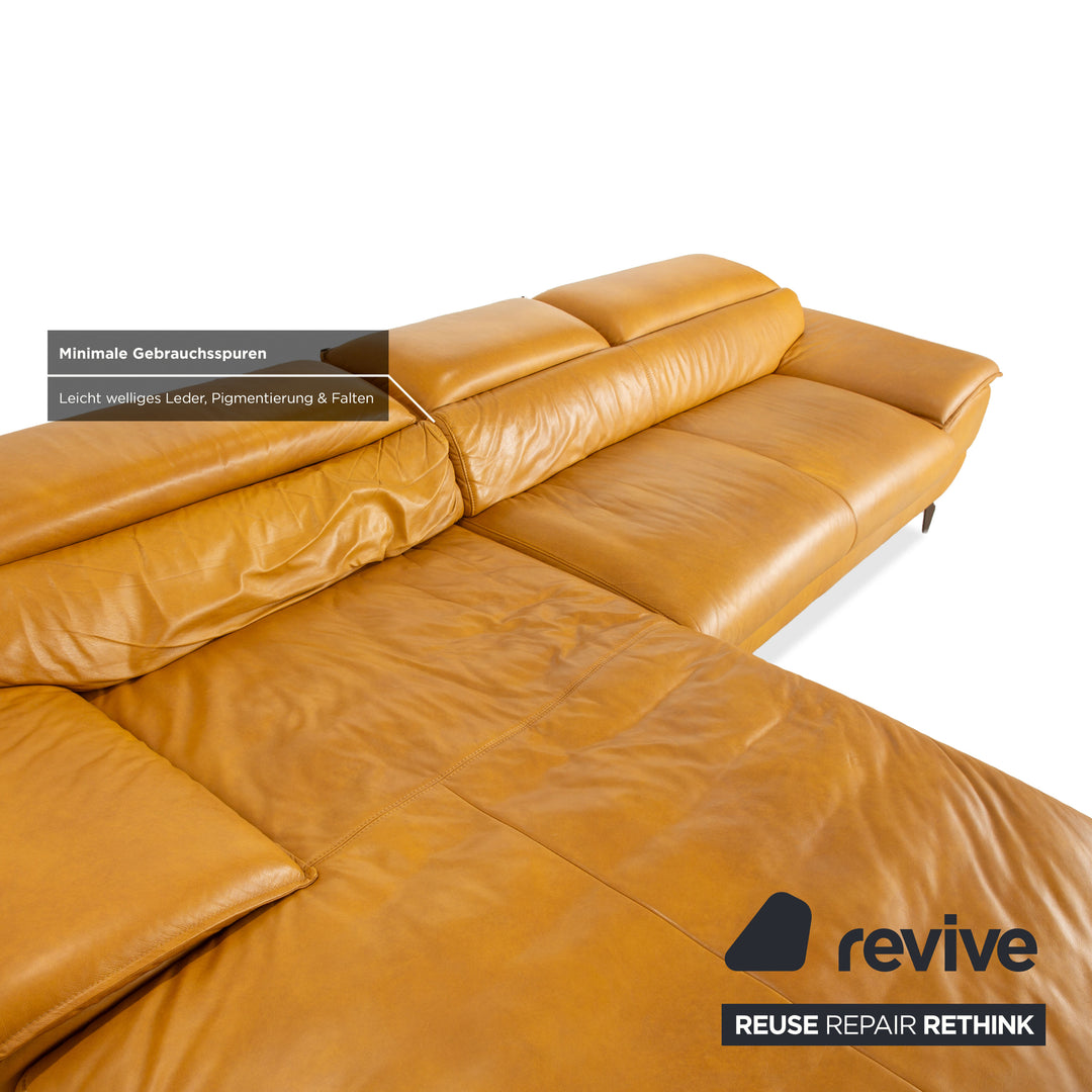 Mondo Hoya Leder Ecksofa Gelb Ocker Curry Sofa Couch manuelle Funktion