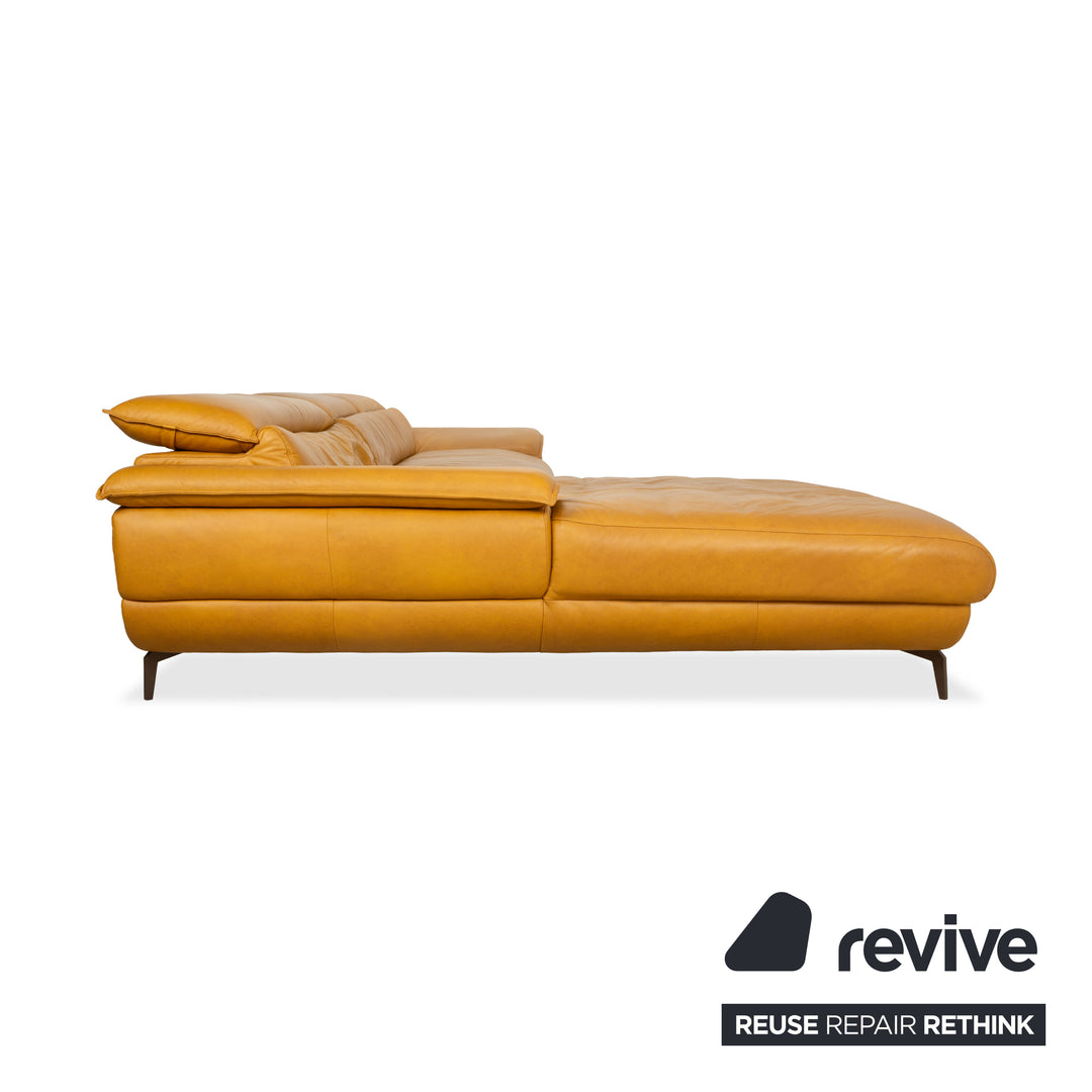 Mondo Hoya Leder Ecksofa Gelb Ocker Curry Sofa Couch manuelle Funktion