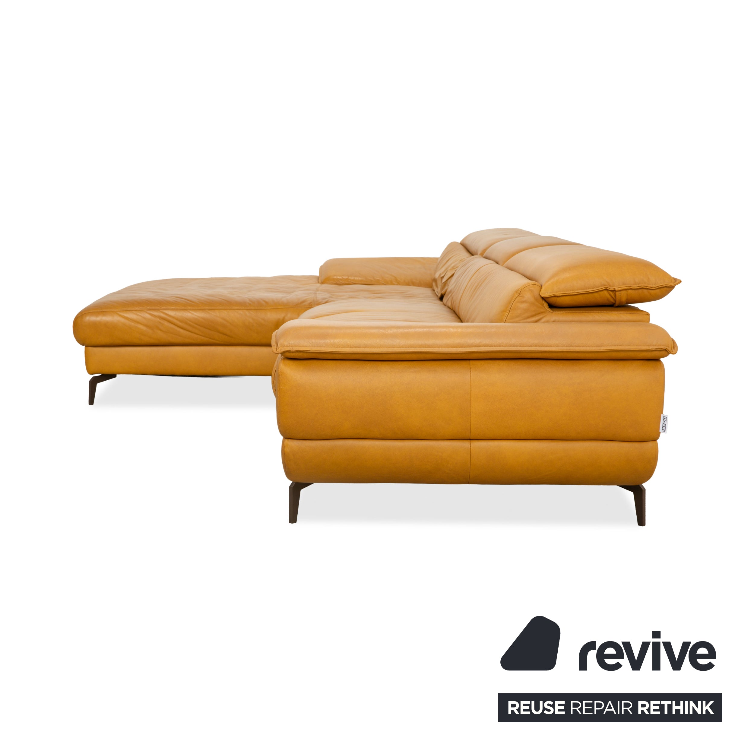 Mondo Hoya Leder Ecksofa Gelb Ocker Curry Sofa Couch manuelle Funktion