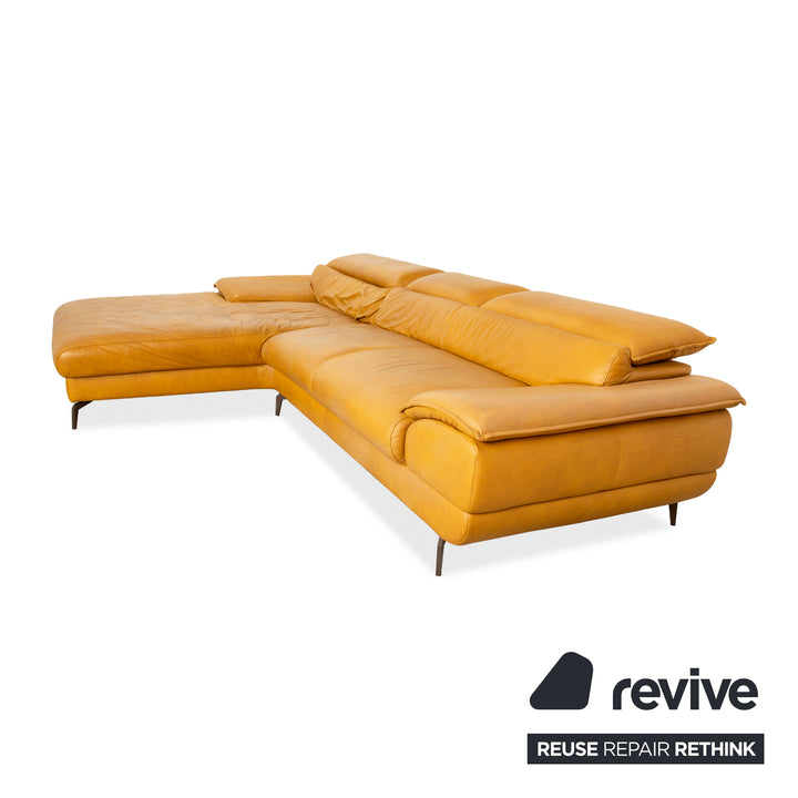 Mondo Hoya Leder Ecksofa Gelb Ocker Curry Sofa Couch manuelle Funktion