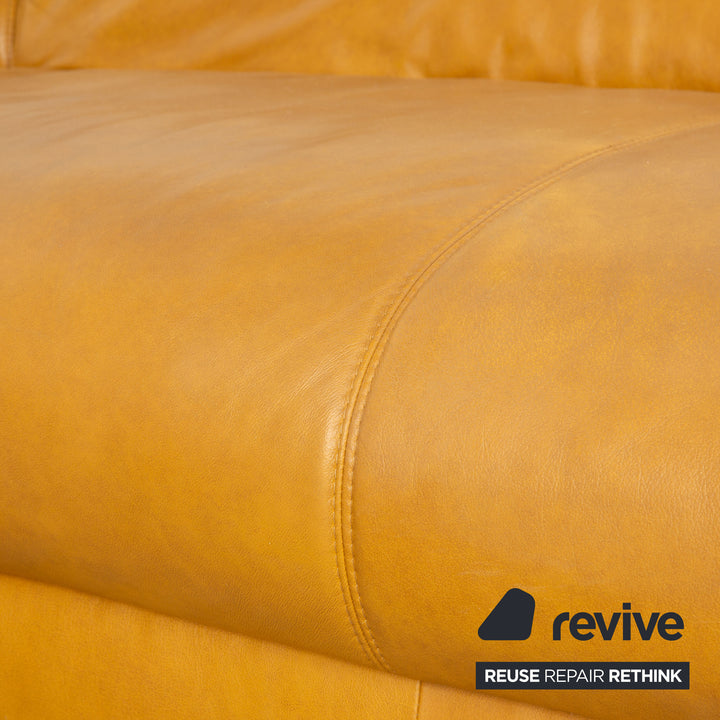 Mondo Hoya Leder Ecksofa Gelb Ocker Curry Sofa Couch manuelle Funktion