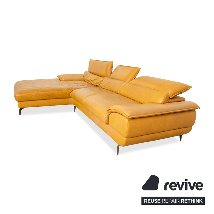 Mondo Hoya Leder Ecksofa Gelb Ocker Curry Sofa Couch manuelle Funktion