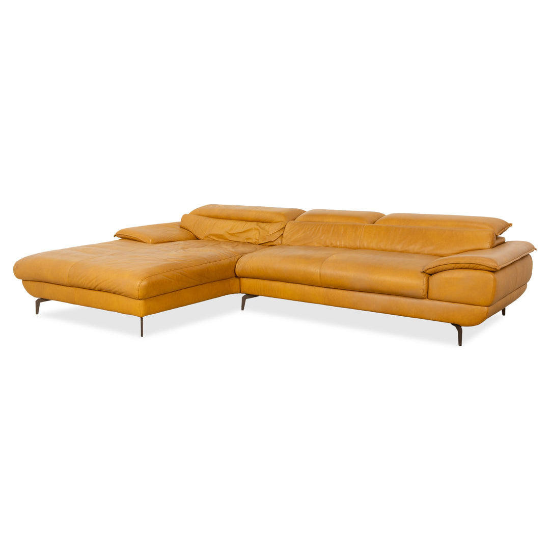 Mondo Hoya Leder Ecksofa Gelb Ocker Curry Sofa Couch manuelle Funktion