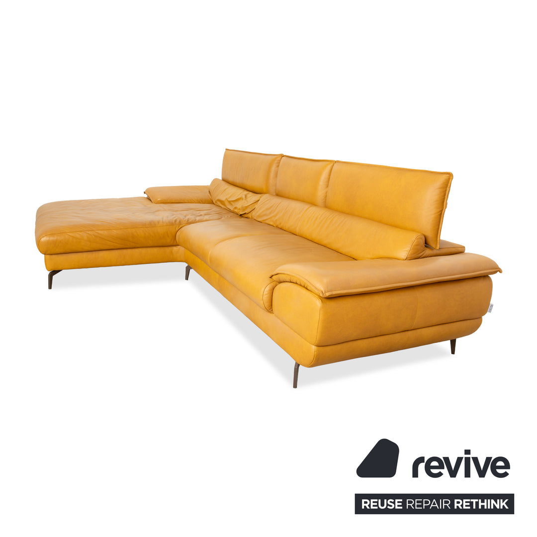 Mondo Hoya Leder Ecksofa Gelb Ocker Curry Sofa Couch manuelle Funktion