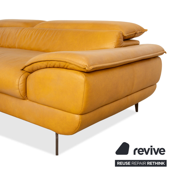 Mondo Hoya Leder Ecksofa Gelb Ocker Curry Sofa Couch manuelle Funktion