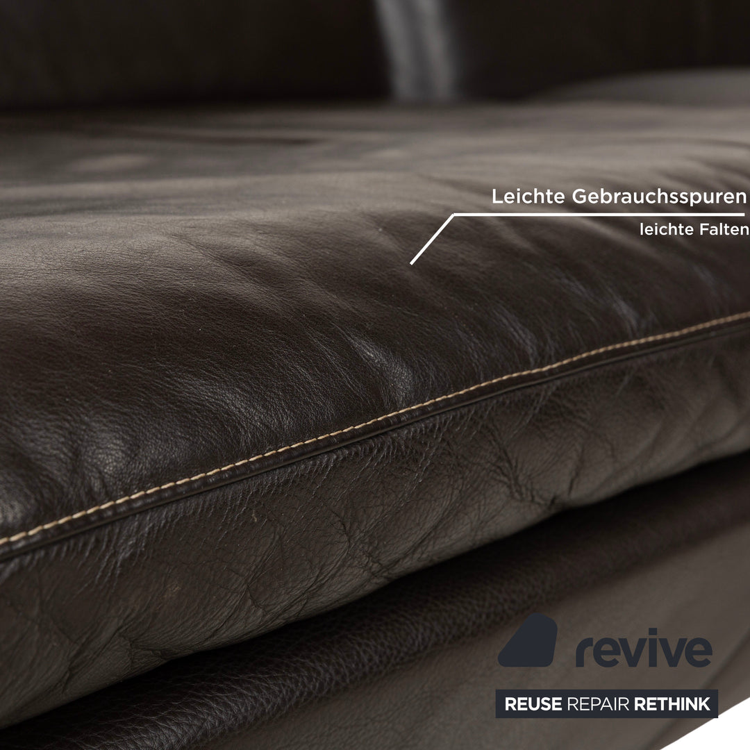 Mondo Leather Corner Sofa, Brown, Chaise Right