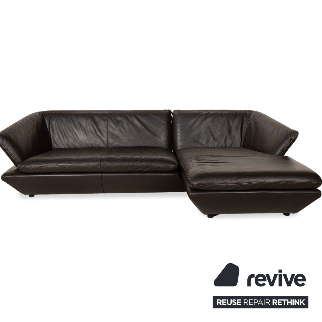 Mondo Leather Corner Sofa, Brown, Chaise Right