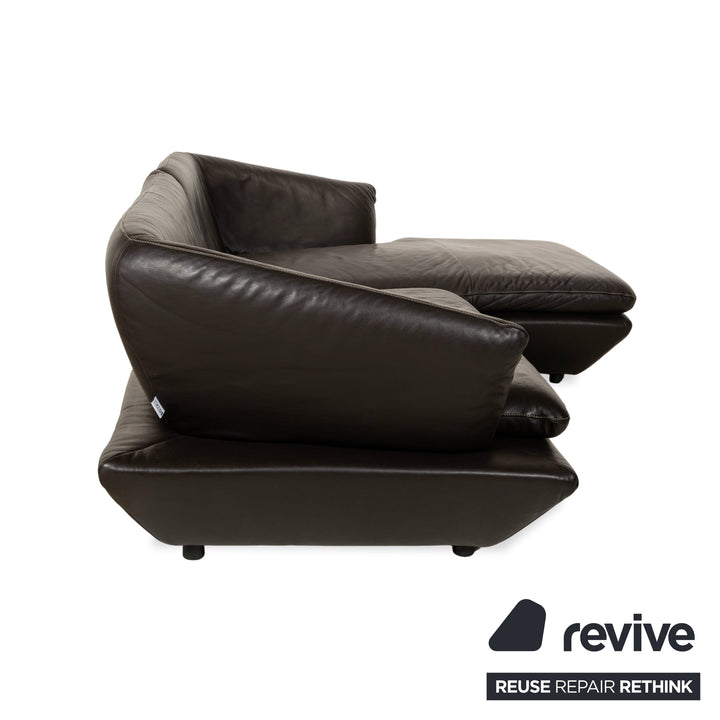 Mondo Leather Corner Sofa, Brown, Chaise Right