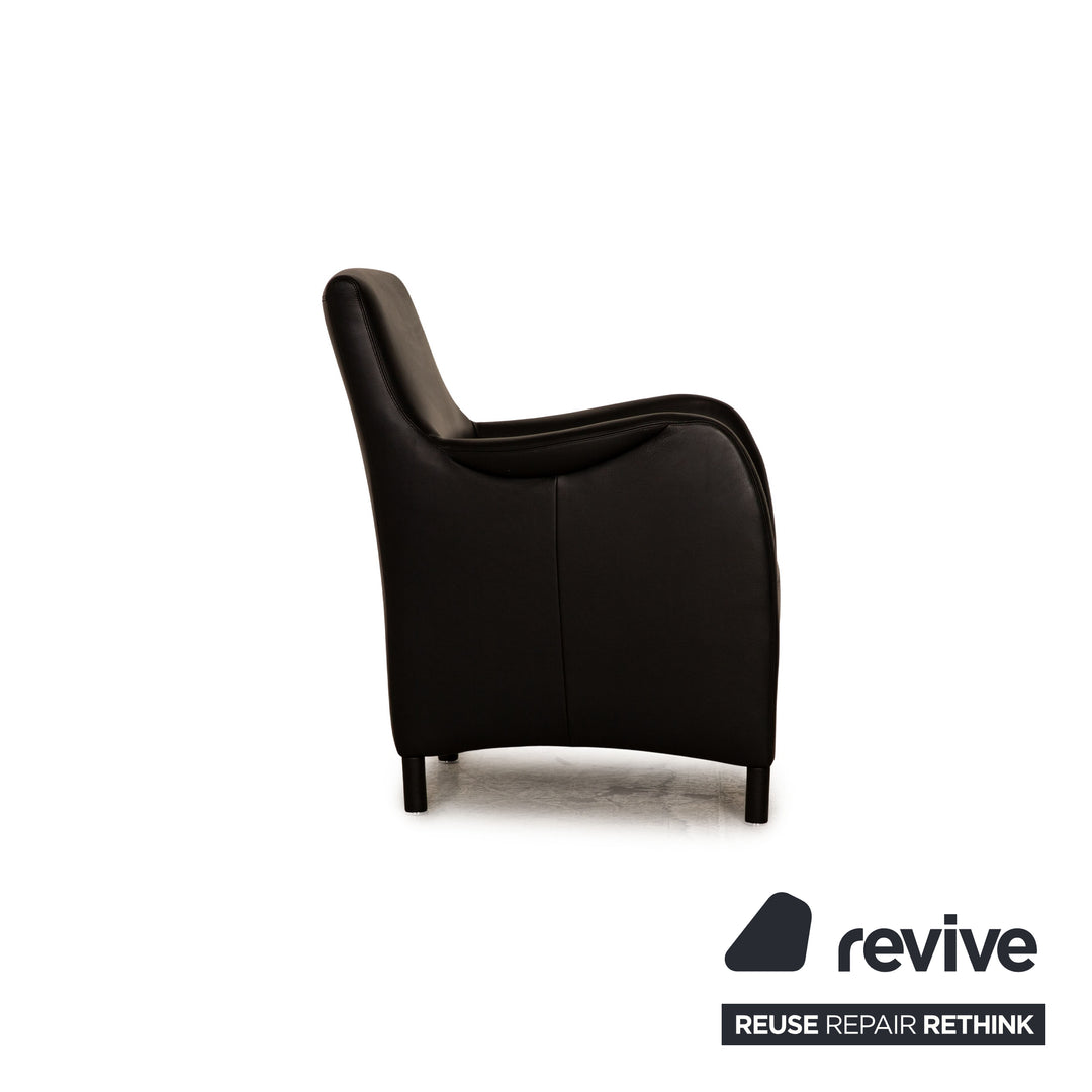 Mondo Leather Armchair High Back Black