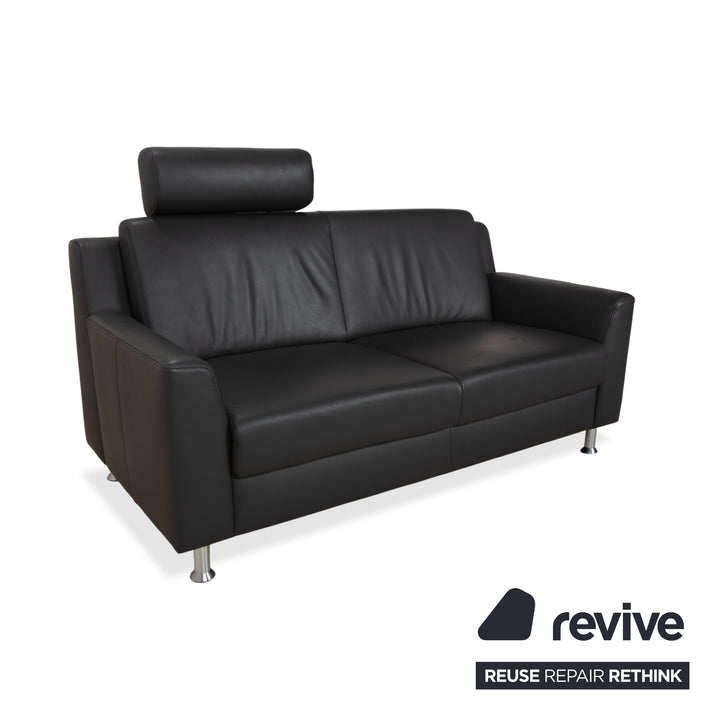 Mondo Leder Zweisitzer Dunkelgrau Sofa Couch inkl. Kopfstütze