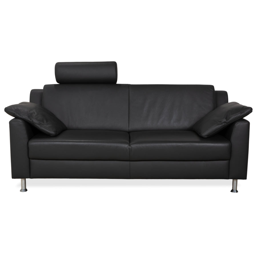 Mondo Leder Zweisitzer Dunkelgrau Sofa Couch inkl. Kopfstütze