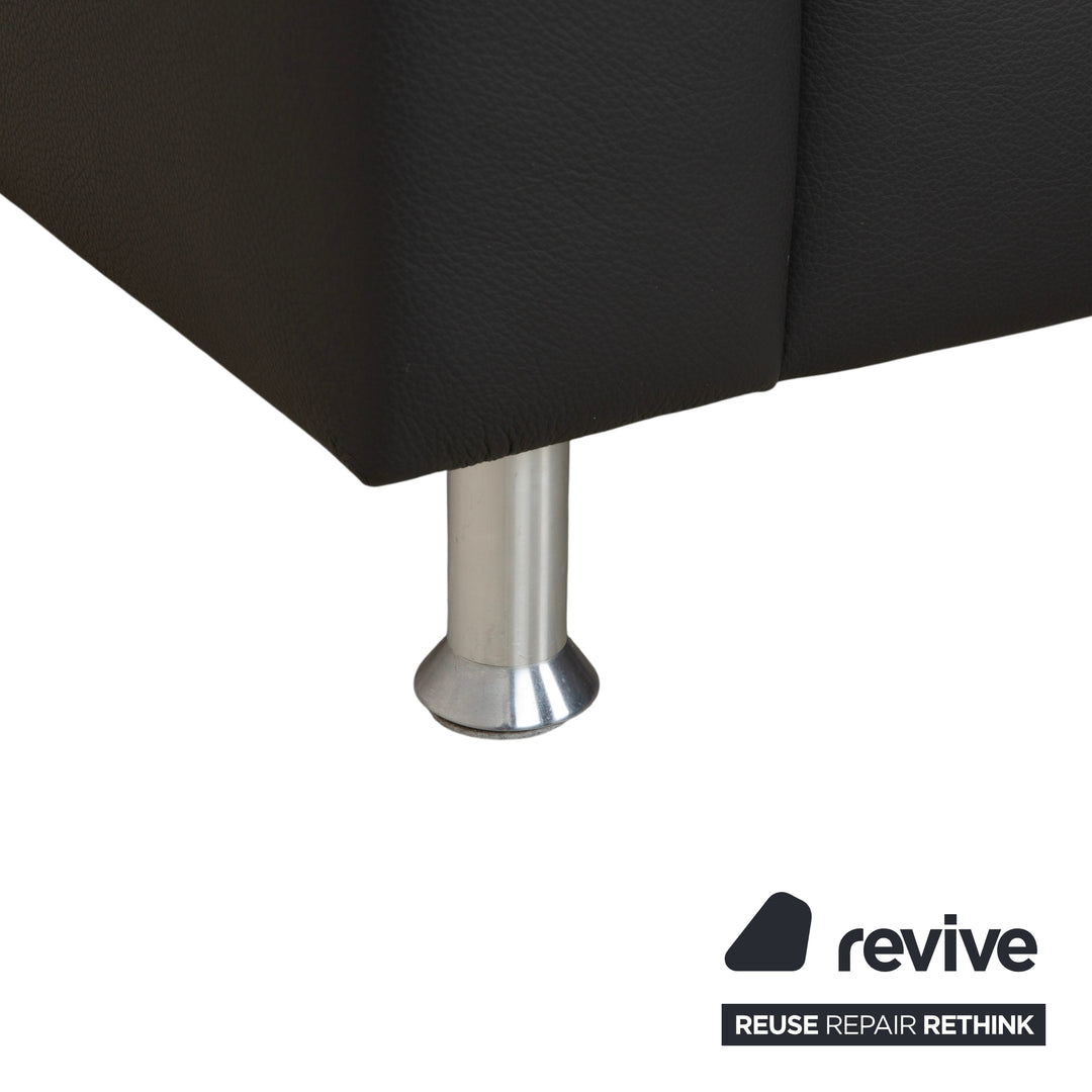 Mondo Leder Zweisitzer Dunkelgrau Sofa Couch inkl. Kopfstütze