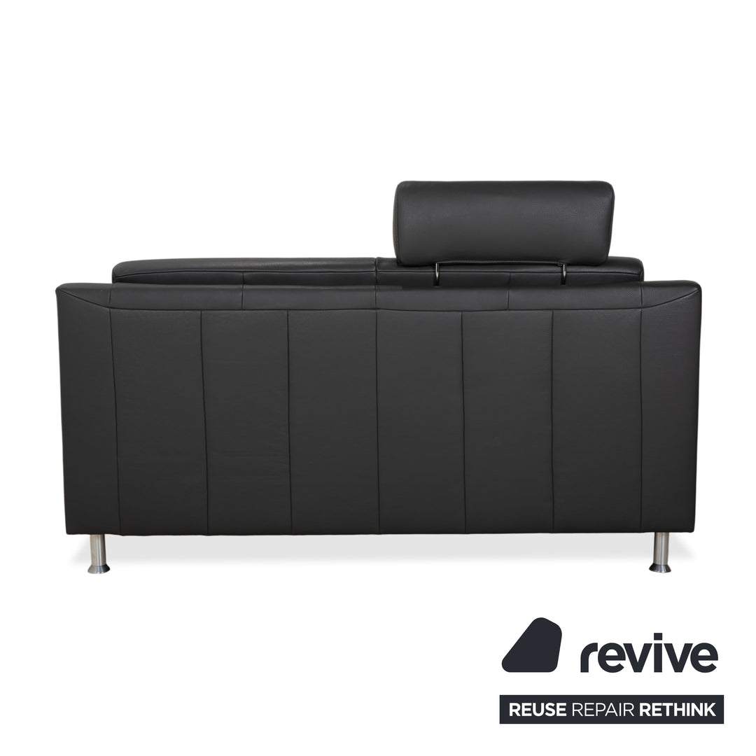 Mondo Leder Zweisitzer Dunkelgrau Sofa Couch inkl. Kopfstütze