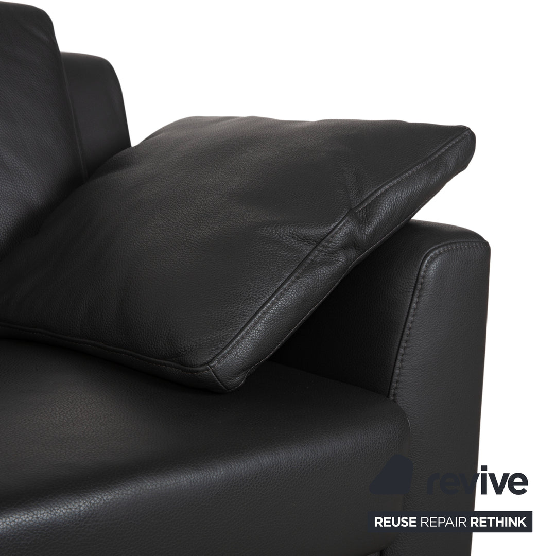 Canapé deux places Mondo en cuir gris foncé avec appuie-tête