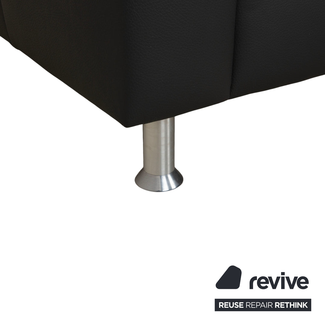 Canapé deux places Mondo en cuir gris foncé avec appuie-tête