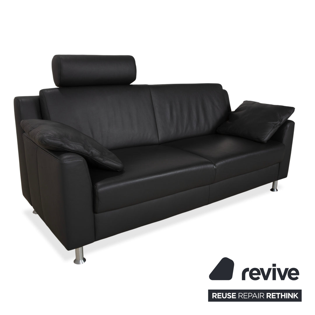 Canapé deux places Mondo en cuir gris foncé avec appuie-tête