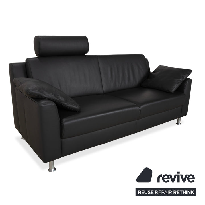 Mondo Leder Zweisitzer Dunkelgrau Sofa Couch inkl. Kopfstütze