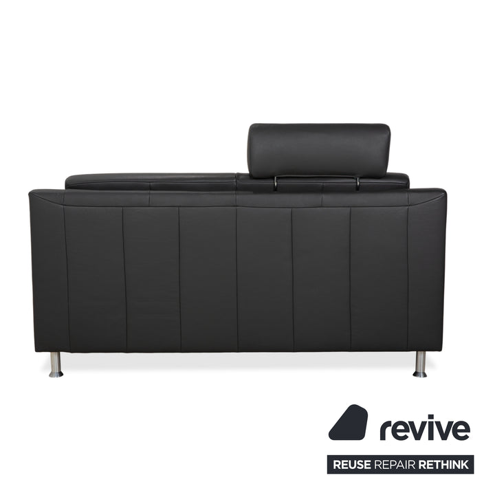 Canapé deux places Mondo en cuir gris foncé avec appuie-tête