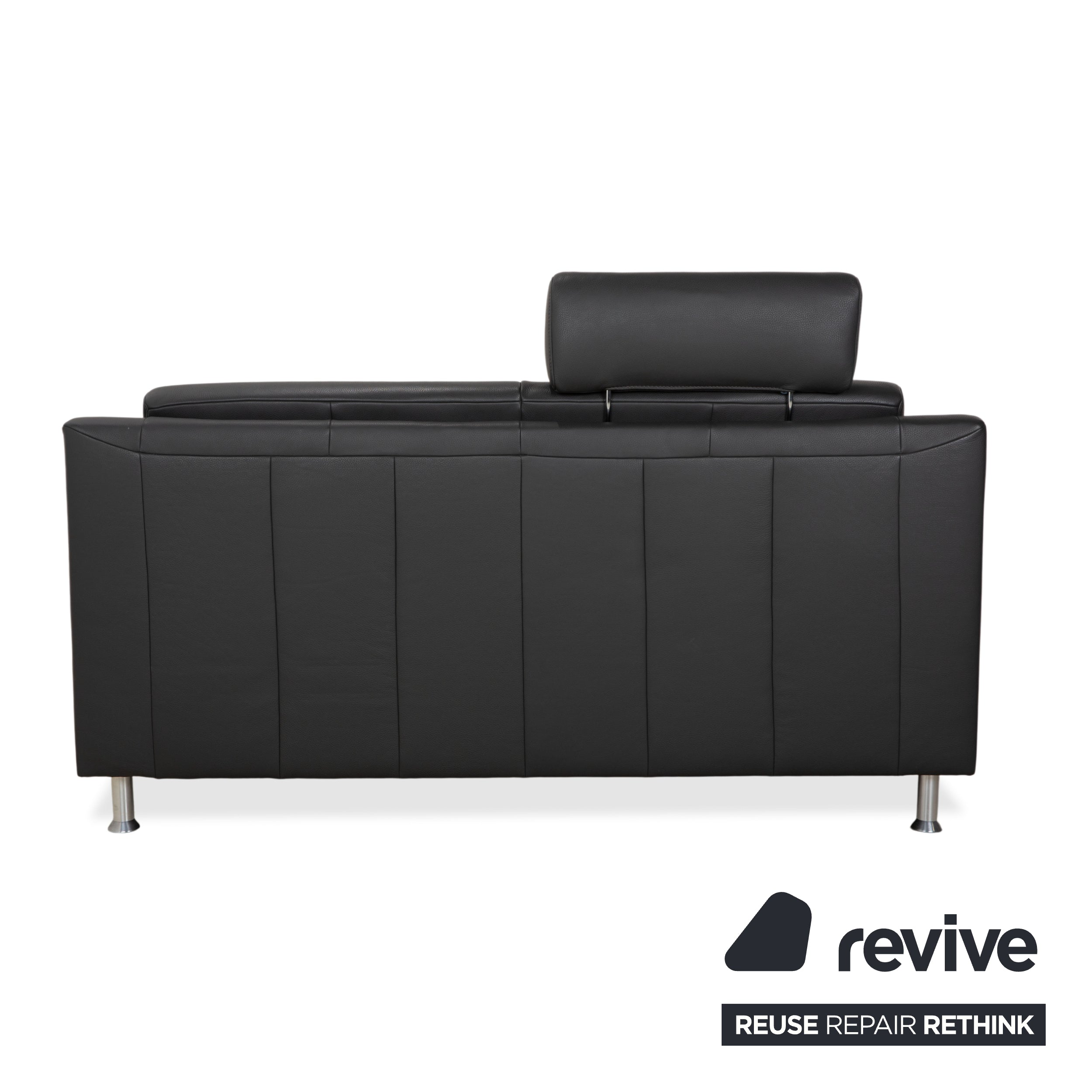 Mondo Leder Zweisitzer Dunkelgrau Sofa Couch inkl. Kopfstütze
