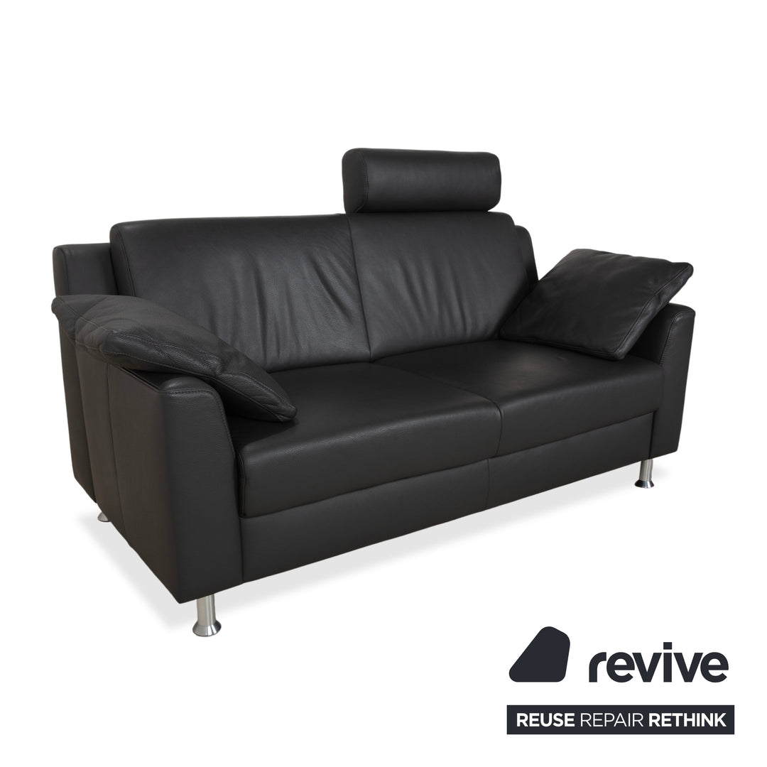 Mondo Leather Two-Seater Dark Grey Sofa Couch incl. Headrest