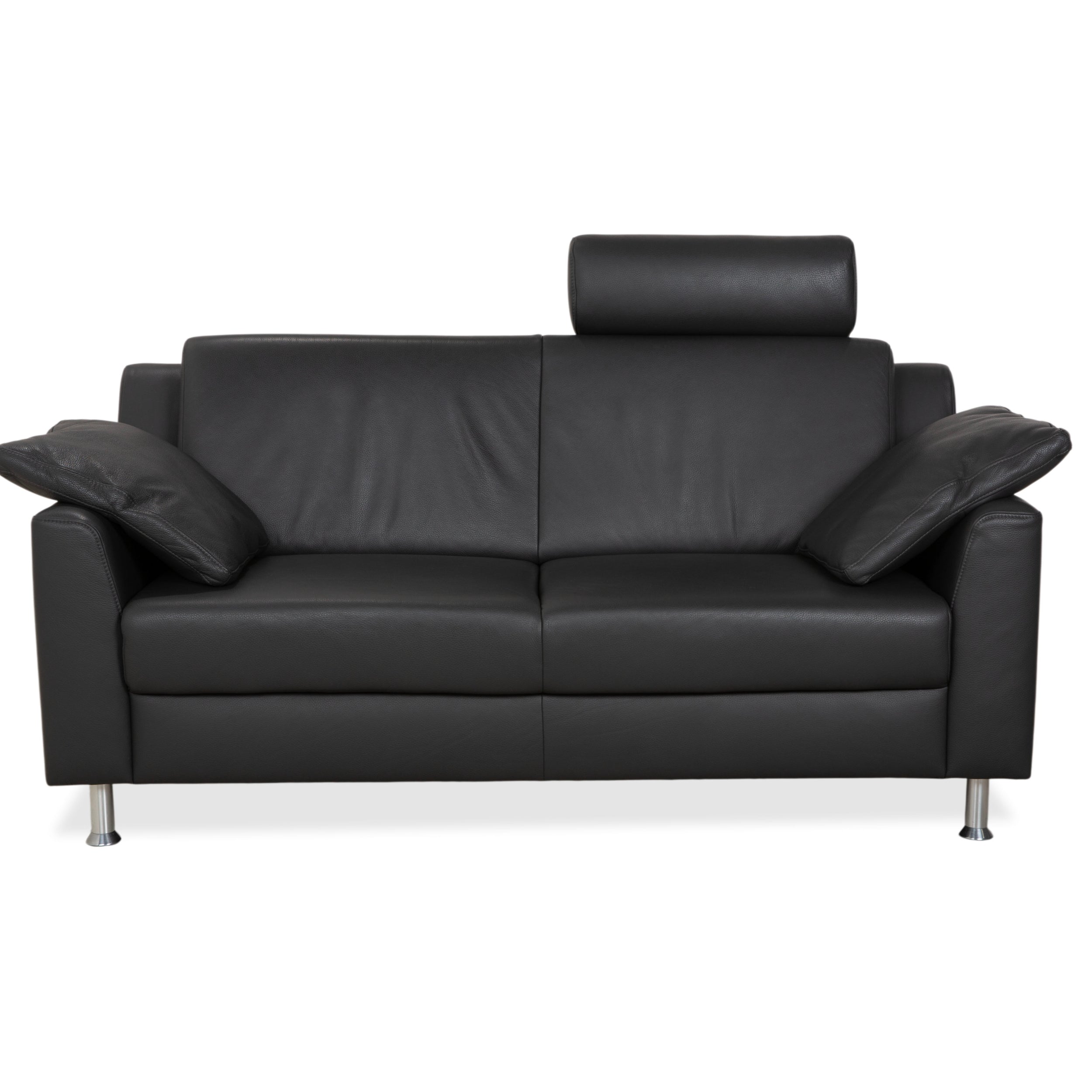 Mondo Leder Zweisitzer Dunkelgrau Sofa Couch inkl. Kopfstütze