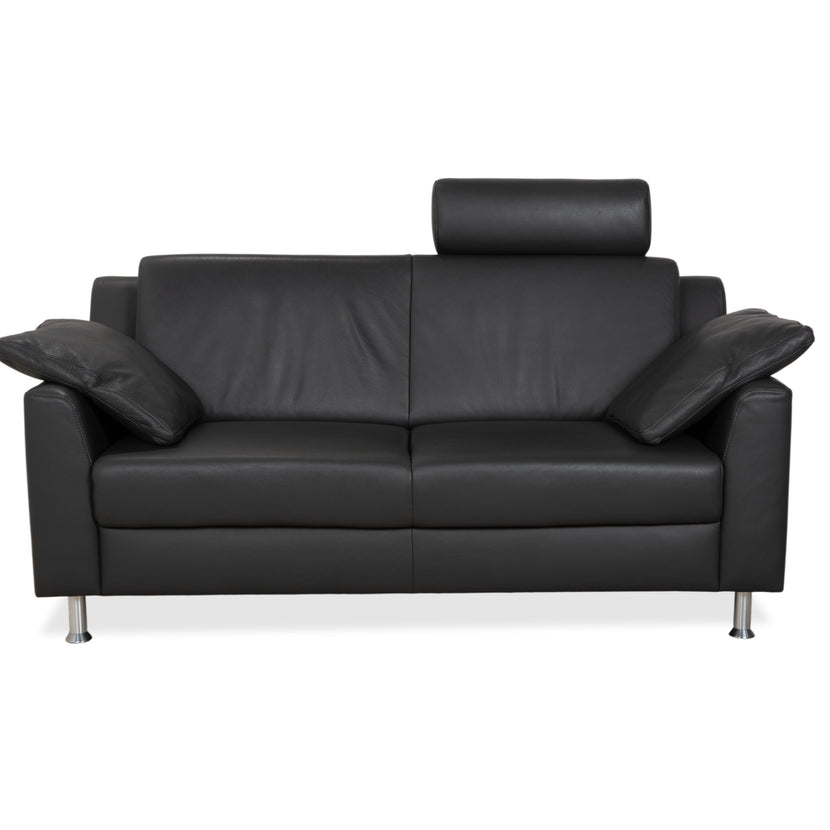 Mondo Leder Zweisitzer Dunkelgrau Sofa Couch inkl. Kopfstütze