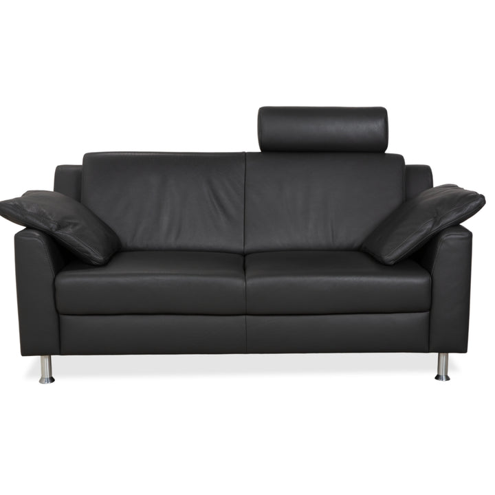 Mondo Leder Zweisitzer Dunkelgrau Sofa Couch inkl. Kopfstütze