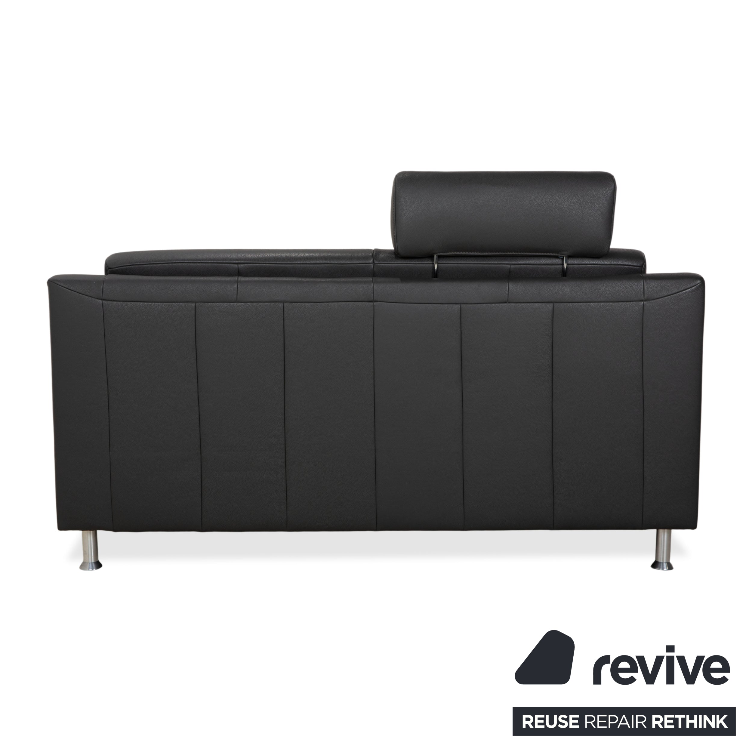 Mondo Leder Zweisitzer Dunkelgrau Sofa Couch inkl. Kopfstütze