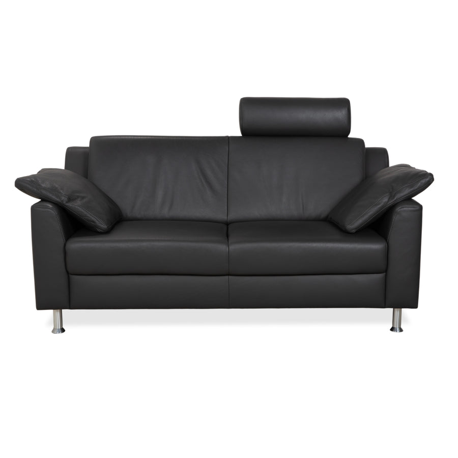 Mondo Leder Zweisitzer Dunkelgrau Sofa Couch inkl. Kopfstütze