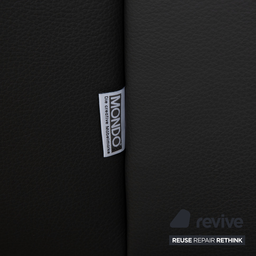 Canapé deux places Mondo en cuir gris foncé avec appuie-tête