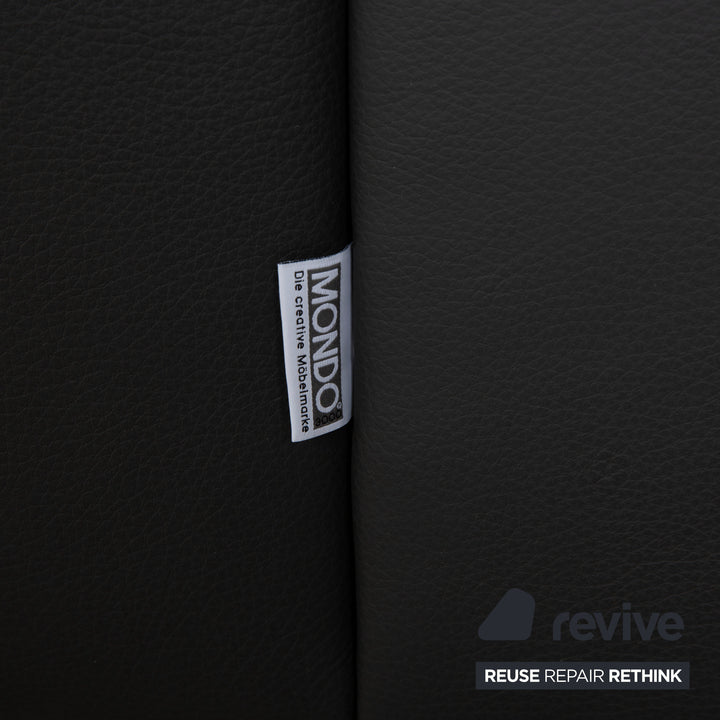 Canapé deux places Mondo en cuir gris foncé avec appuie-tête