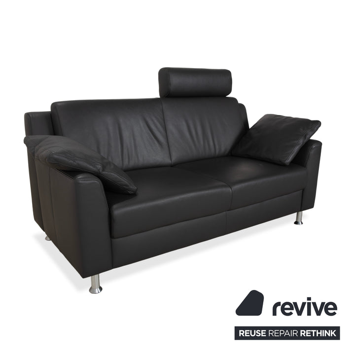 Mondo Leder Zweisitzer Dunkelgrau Sofa Couch inkl. Kopfstütze
