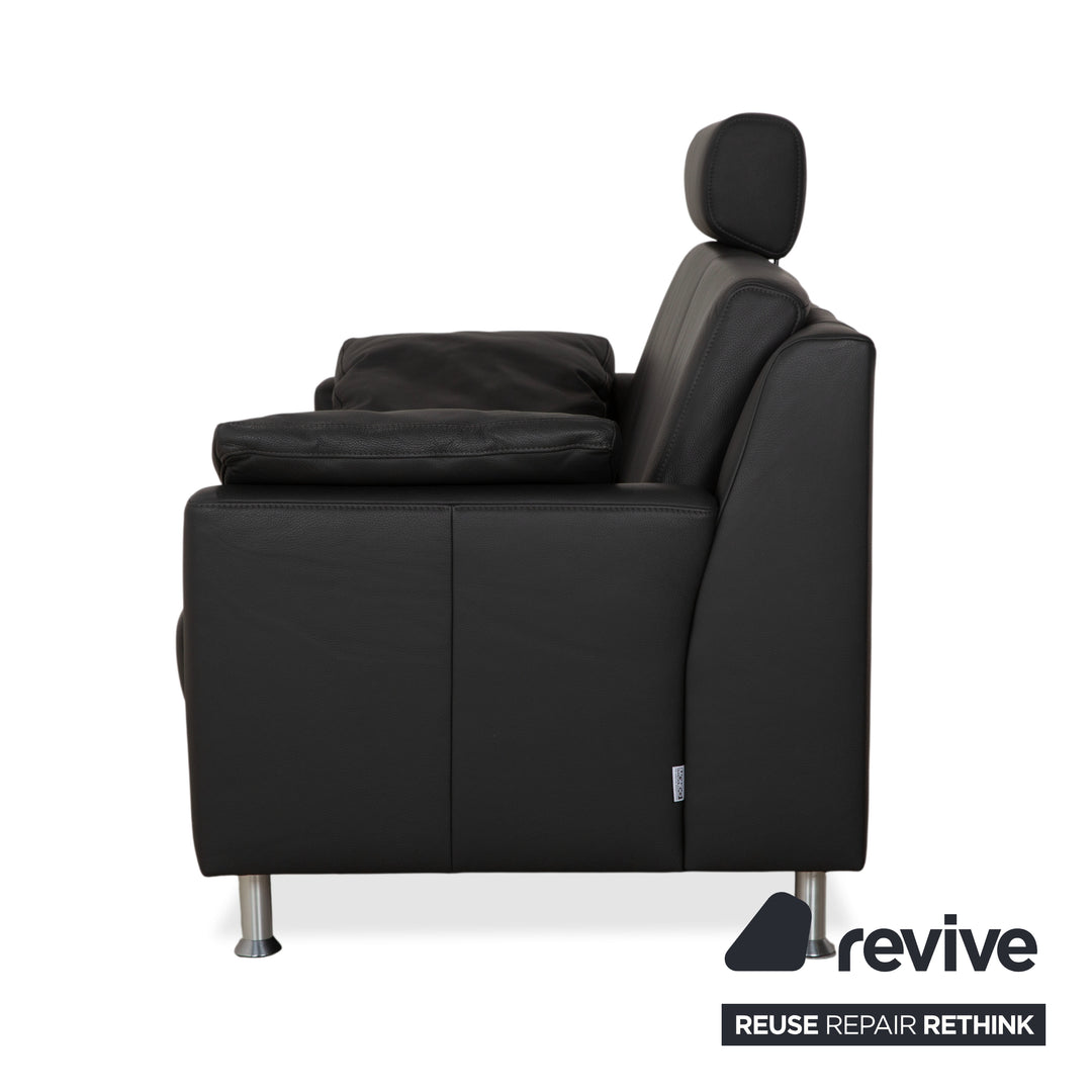 Canapé deux places Mondo en cuir gris foncé avec appuie-tête