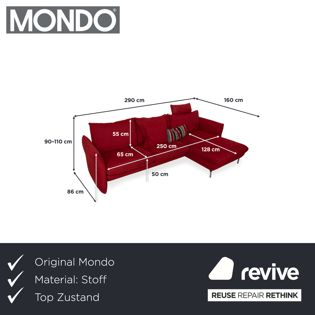 Mondo Loredo Fabric Corner Sofa Red manual function Sofa Couch