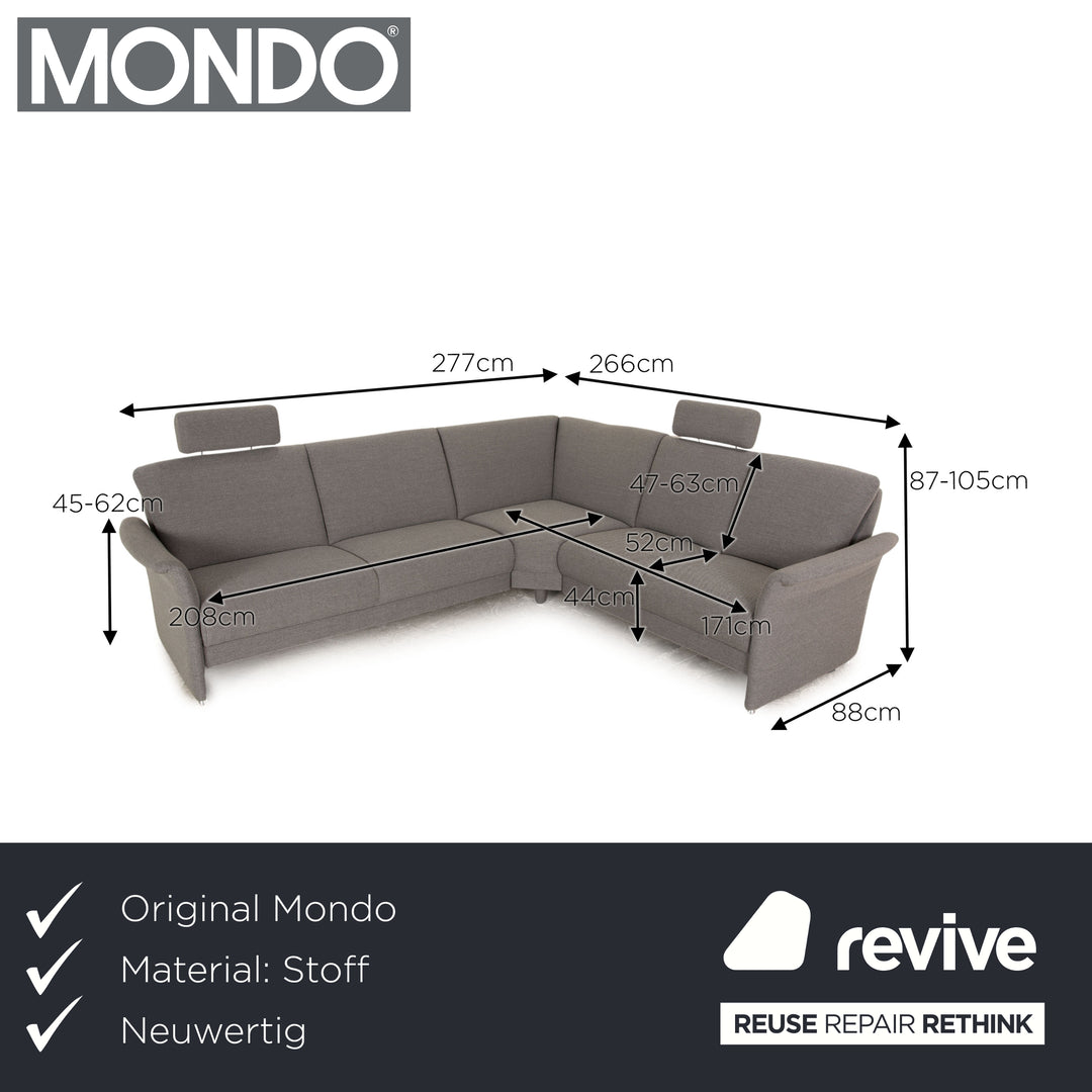 Mondo Luminara Fabric Corner Sofa Grey Manual Function