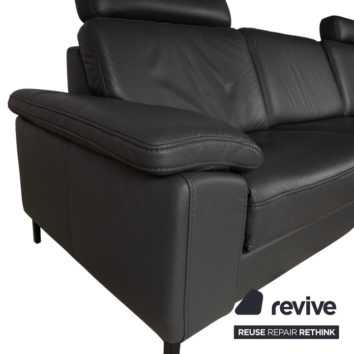 Mondo Maestra Leder Ecksofa Grau Schiefer Anthrazit elektrische Funktion Sofa Couch