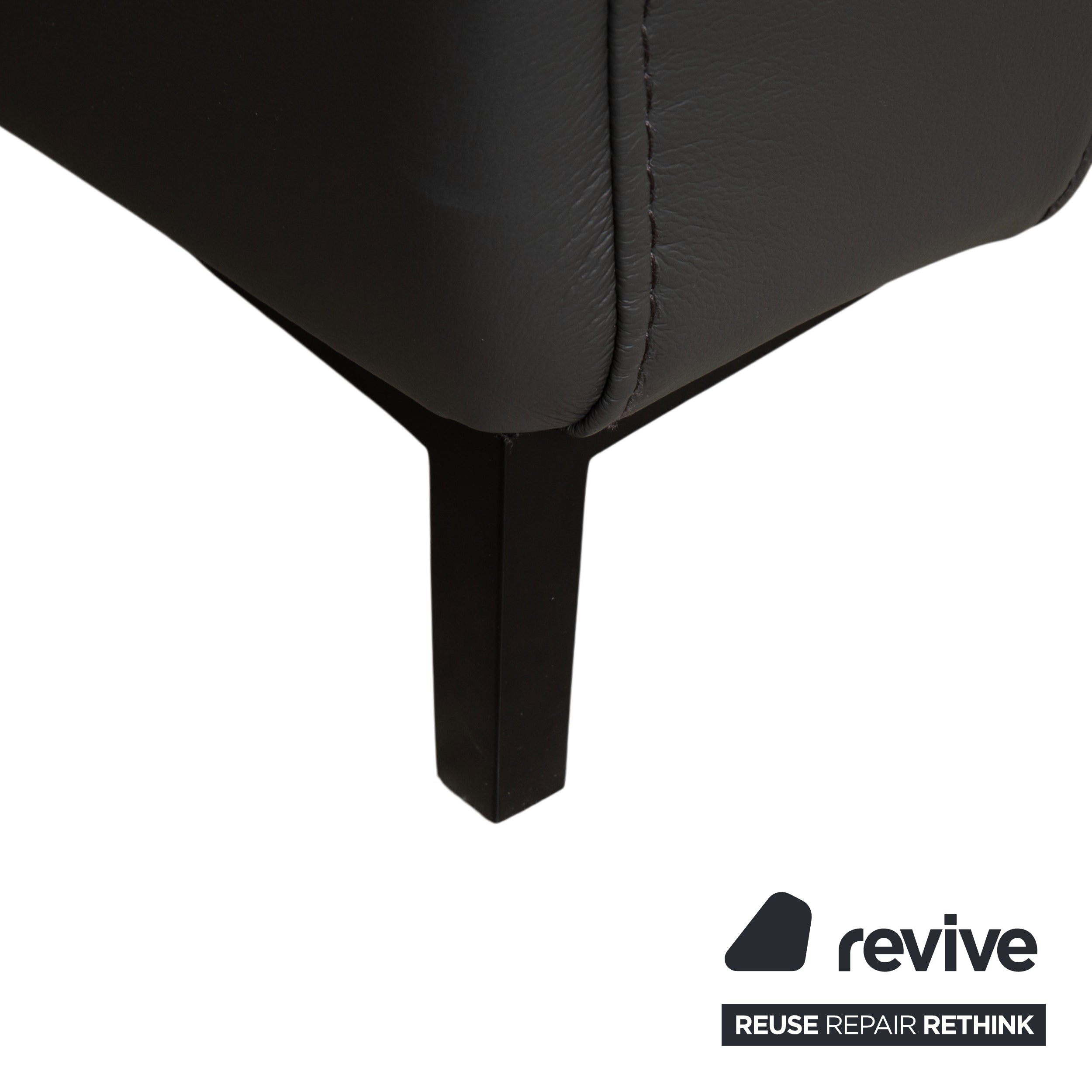 Canapé d'angle en cuir Mondo Maestra, gris ardoise anthracite, avec fonction électrique.