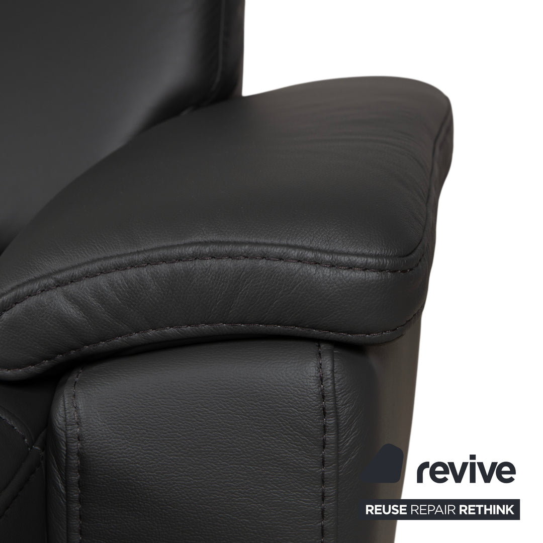 Mondo Maestra Leder Ecksofa Grau Schiefer Anthrazit elektrische Funktion Sofa Couch