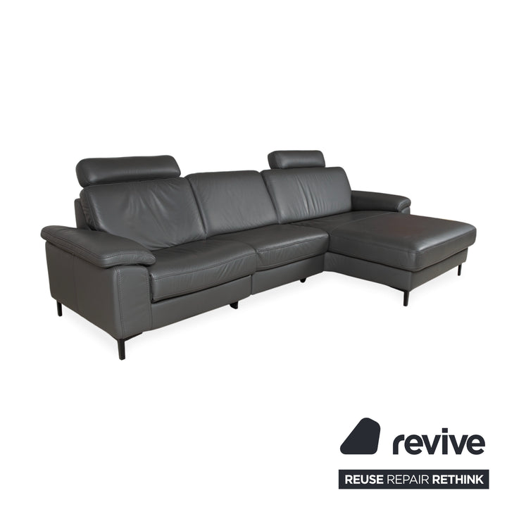 Mondo Maestra Leder Ecksofa Grau Schiefer Anthrazit elektrische Funktion Sofa Couch