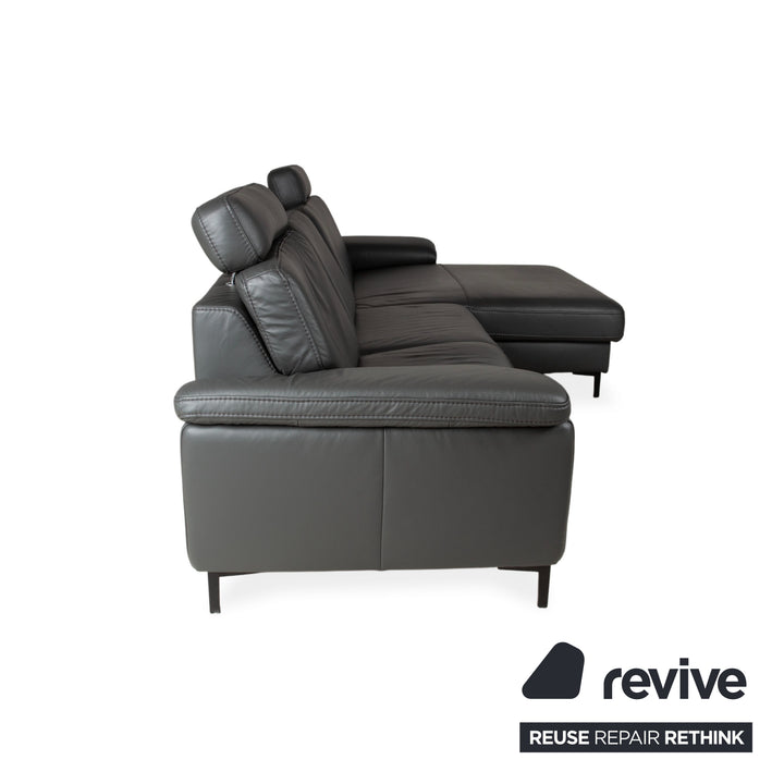 Mondo Maestra Leder Ecksofa Grau Schiefer Anthrazit elektrische Funktion Sofa Couch