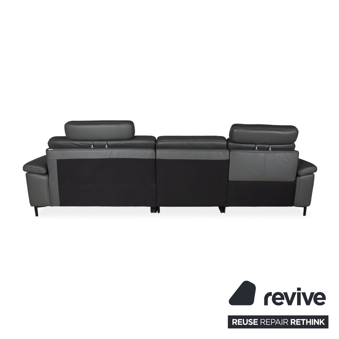 Mondo Maestra Leder Ecksofa Grau Schiefer Anthrazit elektrische Funktion Sofa Couch