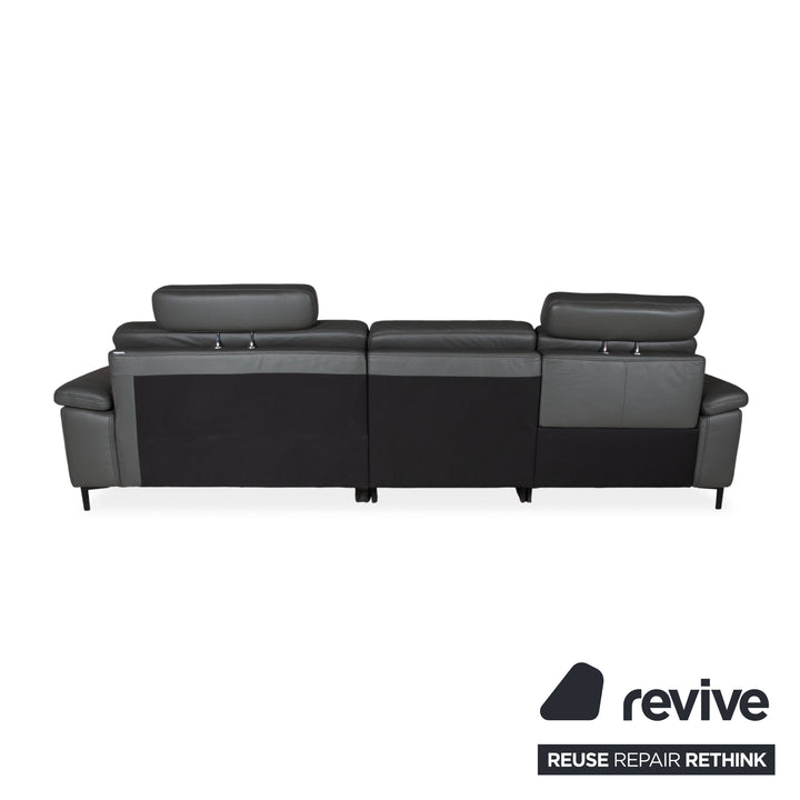 Mondo Maestra Leder Ecksofa Grau Schiefer Anthrazit elektrische Funktion Sofa Couch