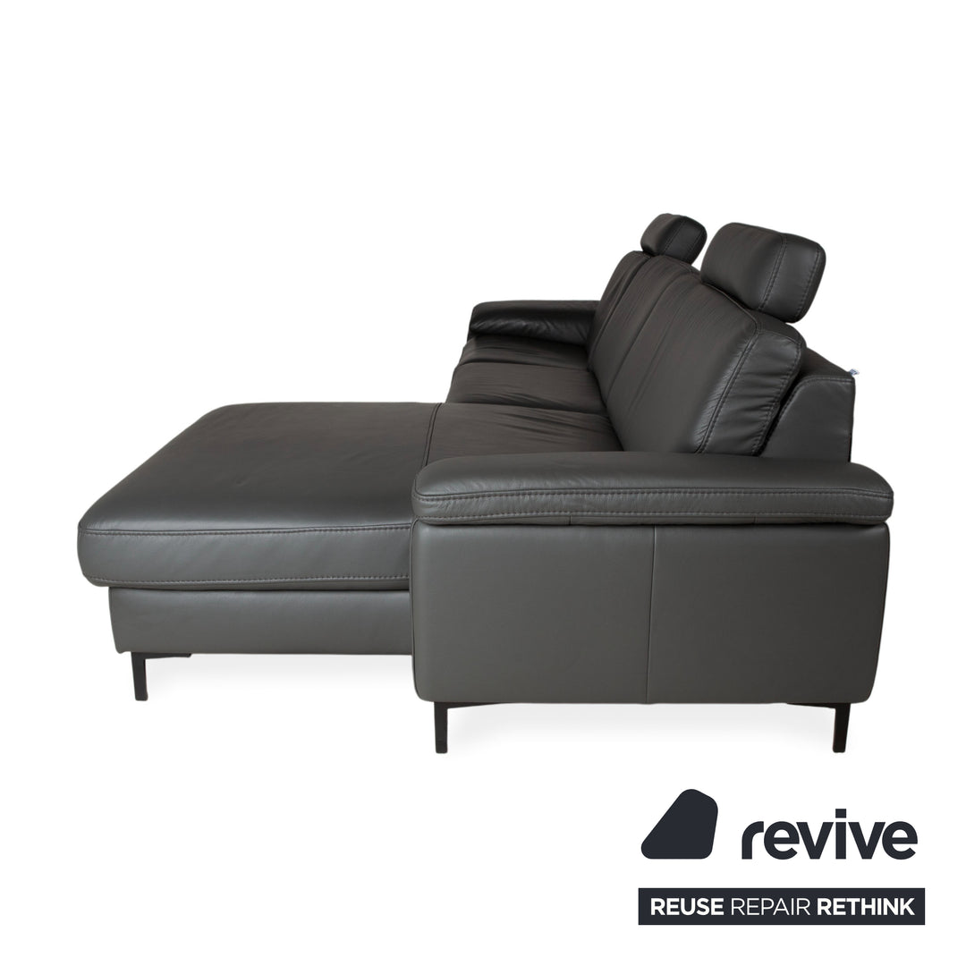 Mondo Maestra Leder Ecksofa Grau Schiefer Anthrazit elektrische Funktion Sofa Couch
