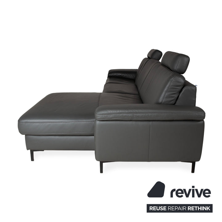 Mondo Maestra Leder Ecksofa Grau Schiefer Anthrazit elektrische Funktion Sofa Couch