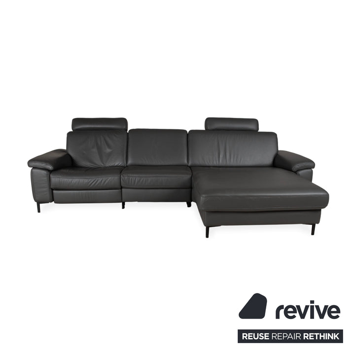 Mondo Maestra Leder Ecksofa Grau Schiefer Anthrazit elektrische Funktion Sofa Couch