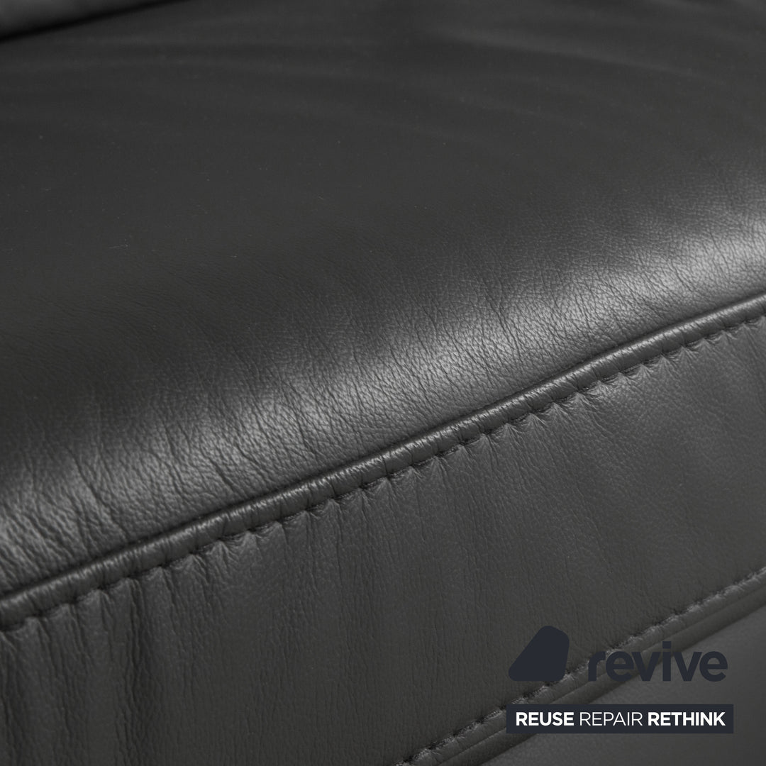 Mondo Maestra Leder Ecksofa Grau Schiefer Anthrazit elektrische Funktion Sofa Couch