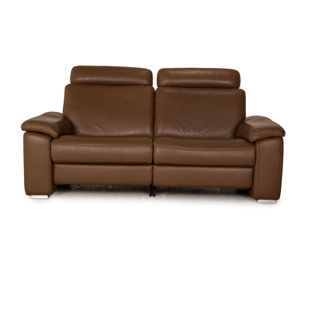 Mondo Maestra leather two seater brown sofa couch electric function