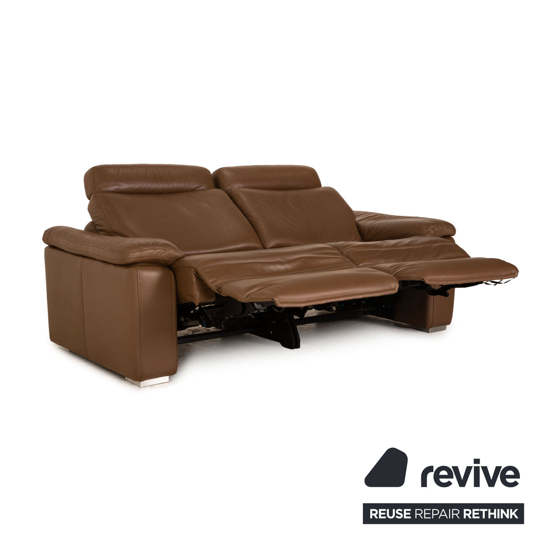 Mondo Maestra leather two seater brown sofa couch electric function